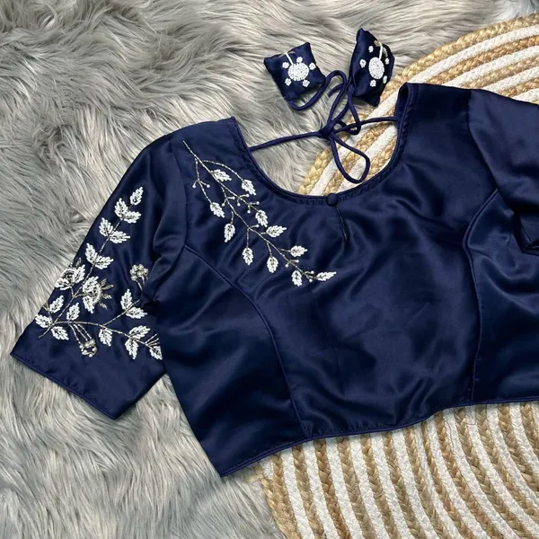Navy_Blue_Silk_Blouse_For_Women