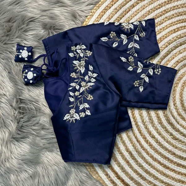 Navy_Blue_Silk_Blouse_For_Women