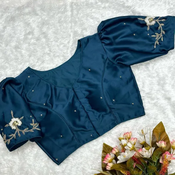 Navy_Blue_Silk_Blouse_For_Women