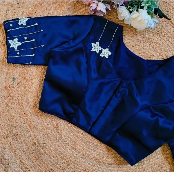 Navy_Blue_Silk_Blouse_For_Women