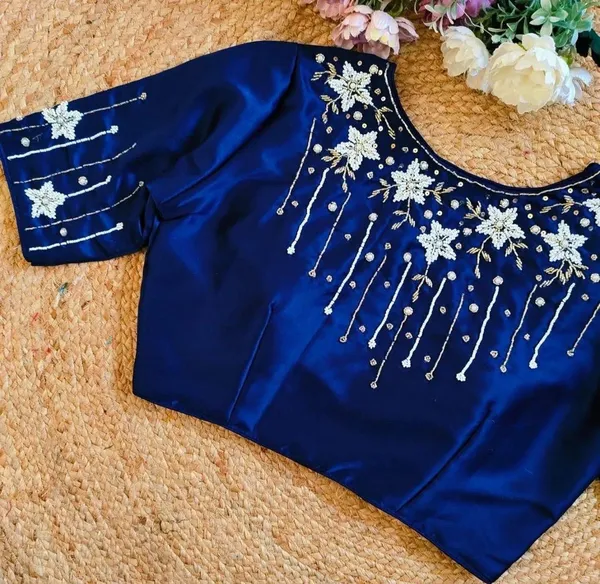 Navy_Blue_Silk_Blouse_For_Women