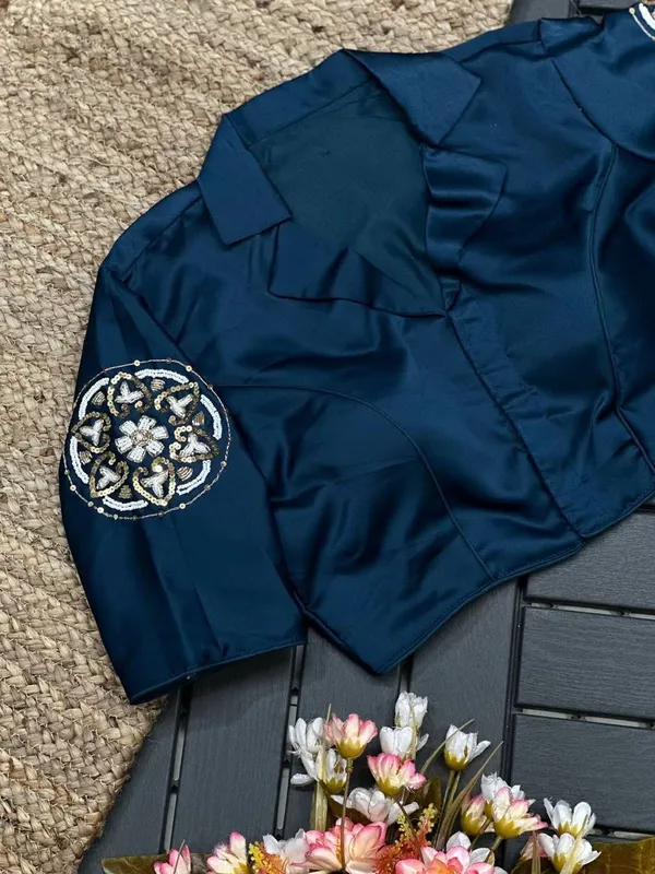 Navy_Blue_Silk_Blouse_For_Women