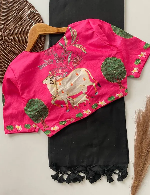 Pink_Cotton_Saree_And_Blouse_For_Women