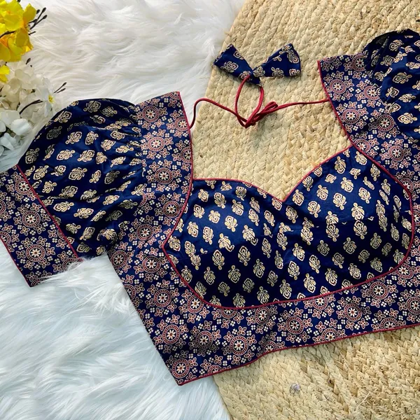 Navy_Blue_Silk_Blouse_For_Women