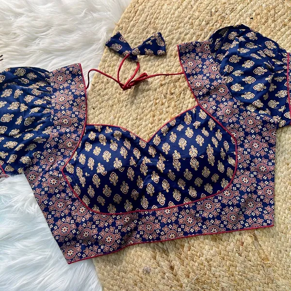 Navy_Blue_Silk_Blouse_For_Women