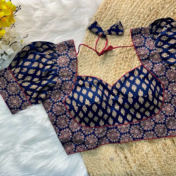 Navy_Blue_Silk_Blouse_For_Women