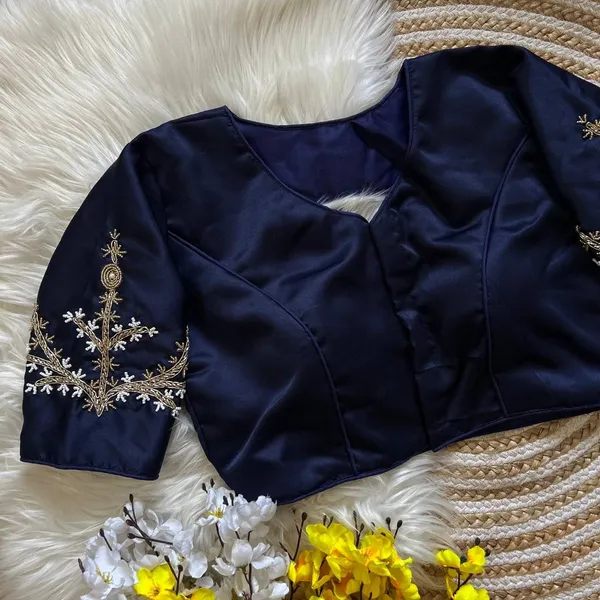 Navy_Blue_Silk_Blouse_For_Women