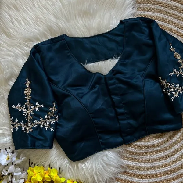 Blue_Silk_Blouse_For_Women