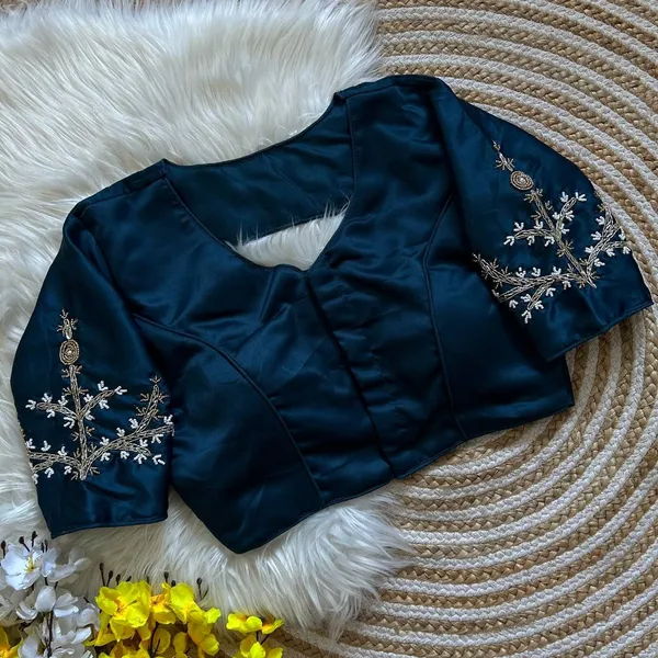 Blue_Silk_Blouse_For_Women