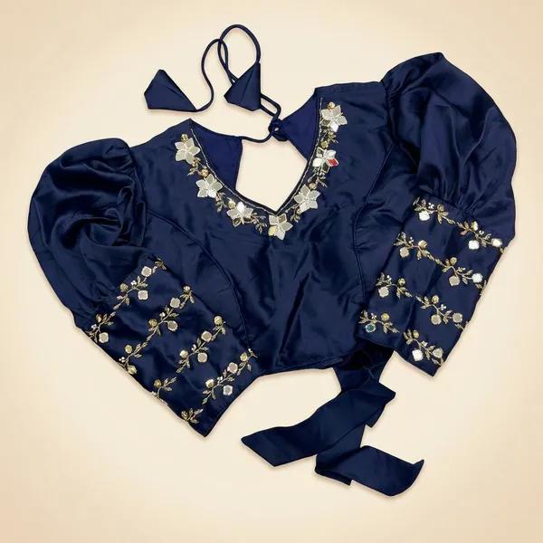 Navy_Blue_Silk_Blouse_For_Women