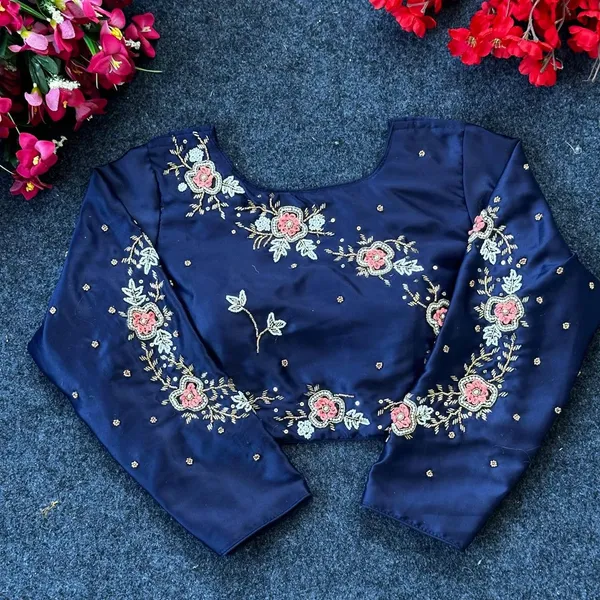 Blue_Silk_Blouse_For_Women