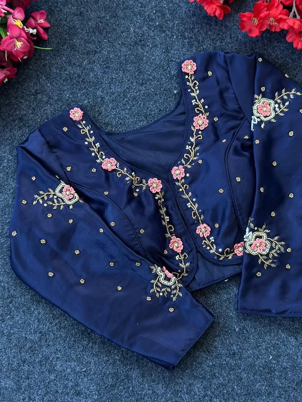 Blue_Silk_Blouse_For_Women