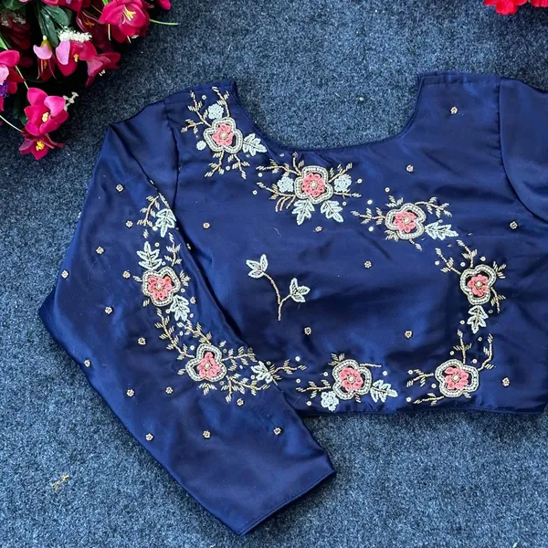Blue_Silk_Blouse_For_Women