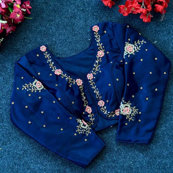 Blue_Silk_Blouse_For_Women