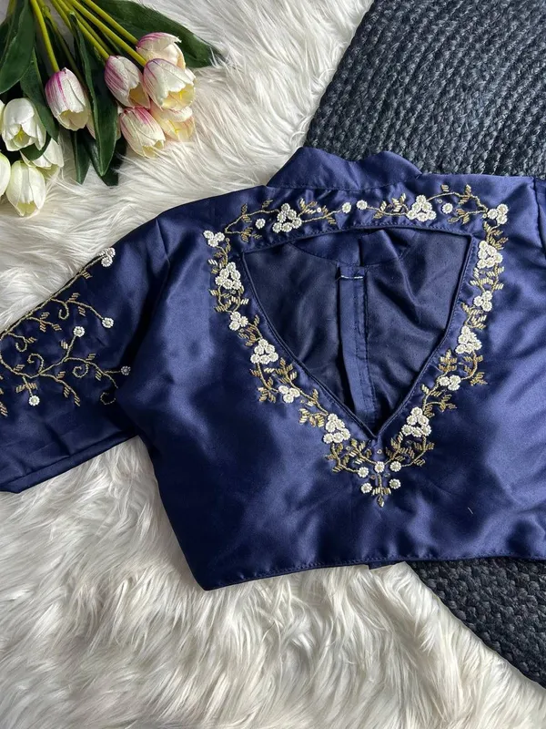 Navy_Blue_Silk_Blouse_For_Women