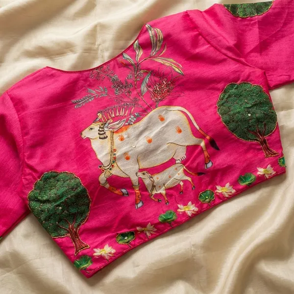 Pink_Cotton_Saree_And_Blouse_For_Women