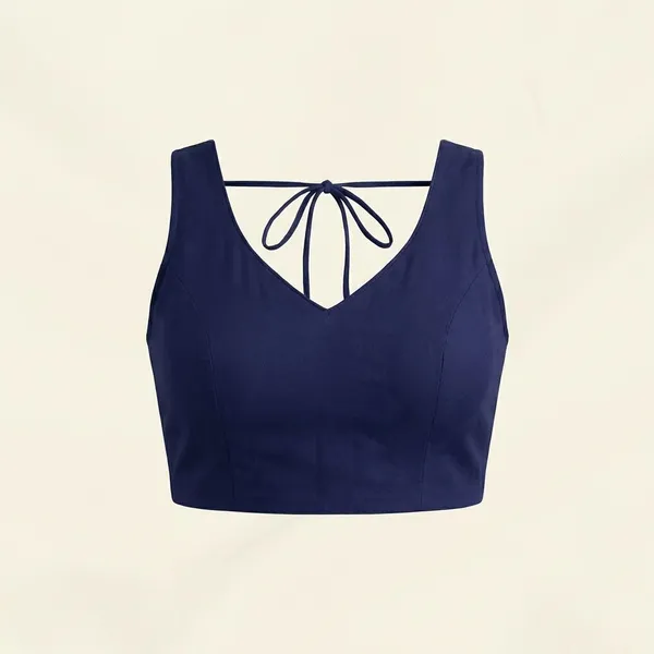 Navy_Blue_Cotton_Saree_And_Blouse_For_Women