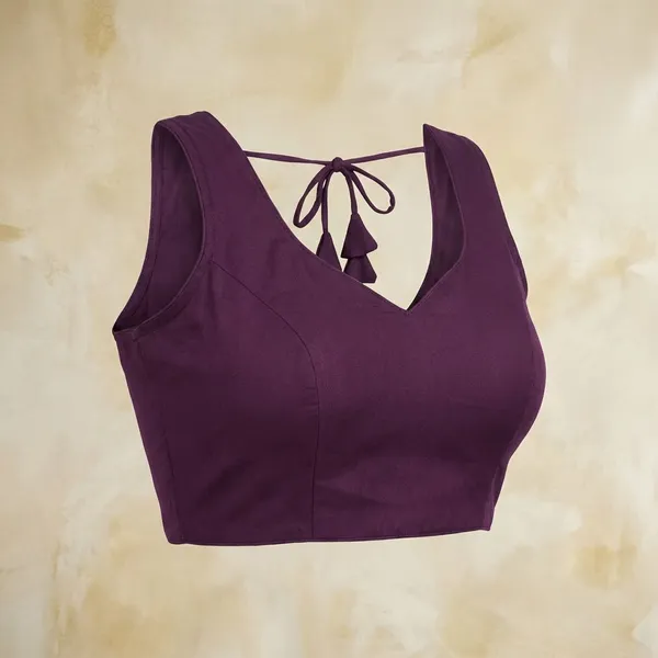 Purple_Cotton_Saree_And_Blouse_For_Women
