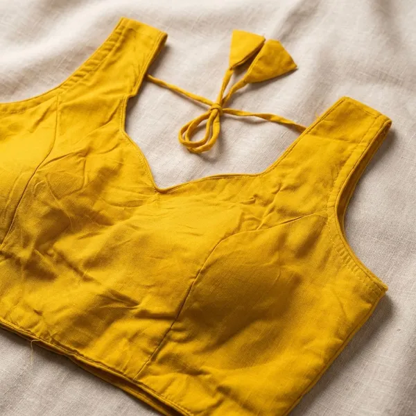 Yellow_Cotton_Saree_And_Blouse_For_Women
