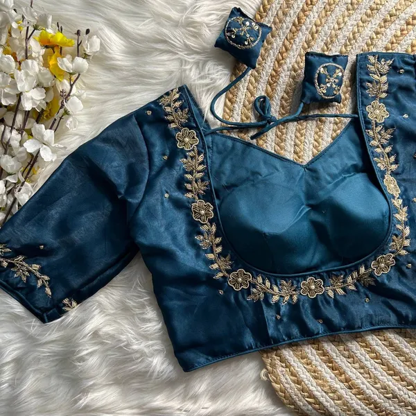 Navy_Blue_Silk_Blouse_For_Women