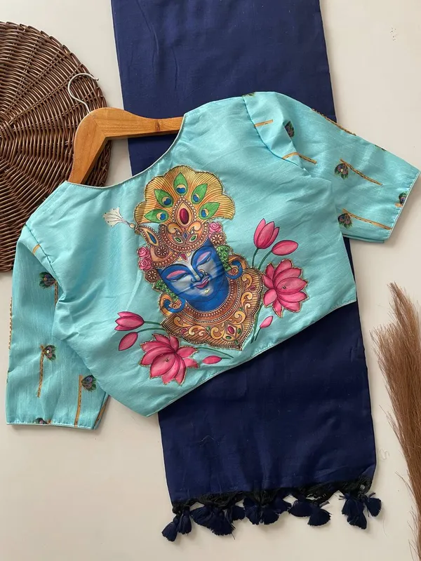 Mustard_Cotton_Saree_And_Blouse_For_Women