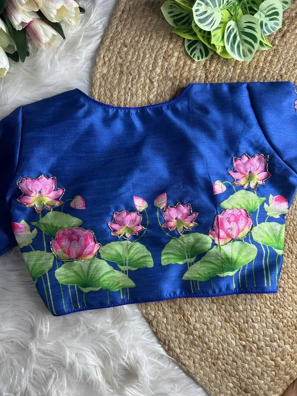 Blue_Silk_Blouse_For_Women