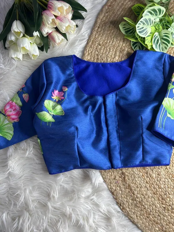 Blue_Silk_Blouse_For_Women
