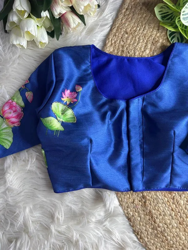 Blue_Silk_Blouse_For_Women
