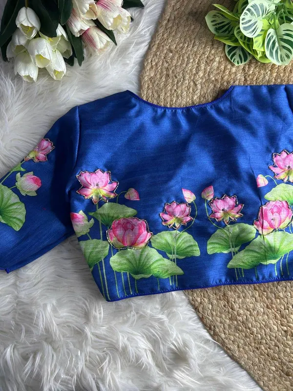 Blue_Silk_Blouse_For_Women