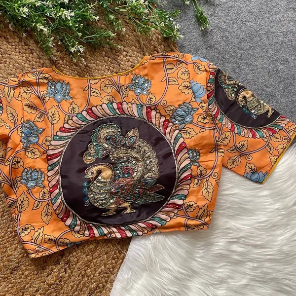 Orange_Silk_Blouse_For_Women