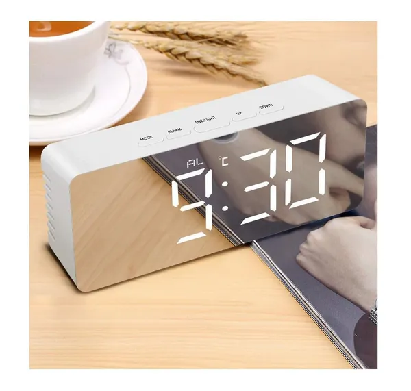White_Digital_Mirror_Alarm_Clock_With_Led_Display_Smart_Temperature_Sensor_Snooze_Function