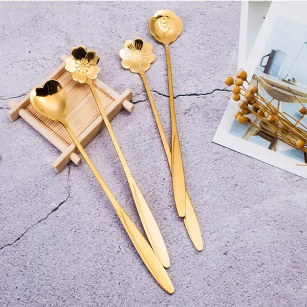 Golden_Luxury_Flower_Shape_Teaspoon_Long_Handle_Stainless_Steel_Set_Pack_Of_4