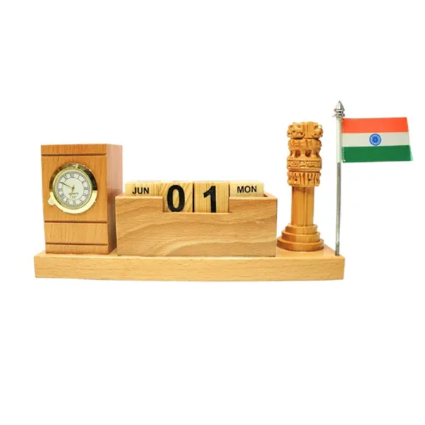 Premium_Wooden_Desk_Organizer_with_Clock,_Calendar,_Ashoka_Pillar_&_Indian_Flag_–_Personalized_Executive_Office_Gift