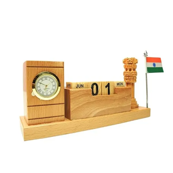 Premium_Wooden_Desk_Organizer_with_Clock,_Calendar,_Ashoka_Pillar_&_Indian_Flag_–_Personalized_Executive_Office_Gift