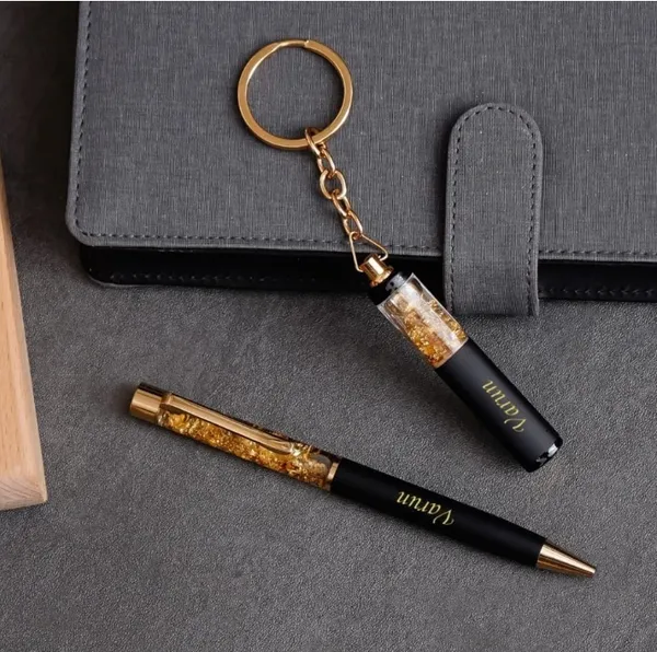 Gold_Flake_Pen_&_Keychain_Gift_Set