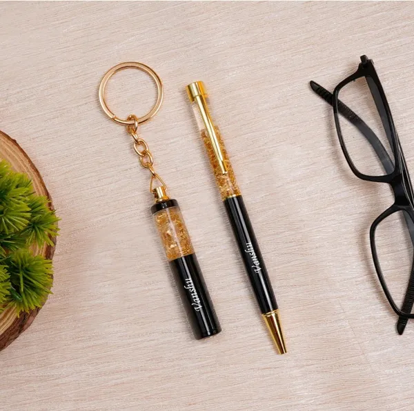 Gold_Flake_Pen_&_Keychain_Gift_Set