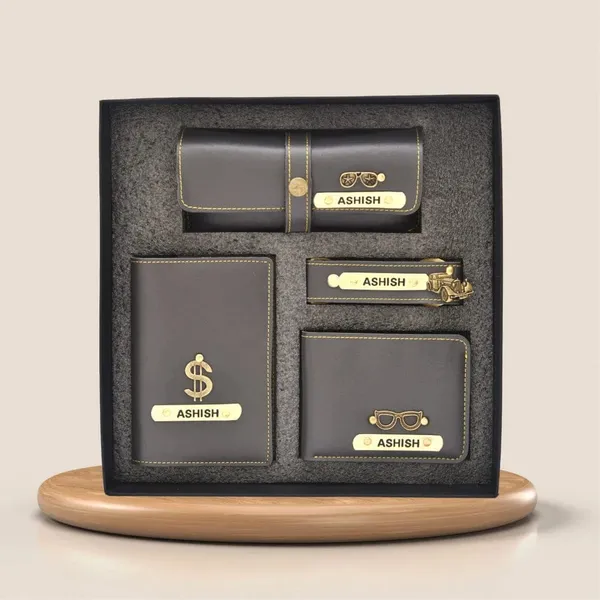 Personalised_Men's_Gift_Set_Wallet,_Eyewear_Case,_Keychain_&_Passport_Cover