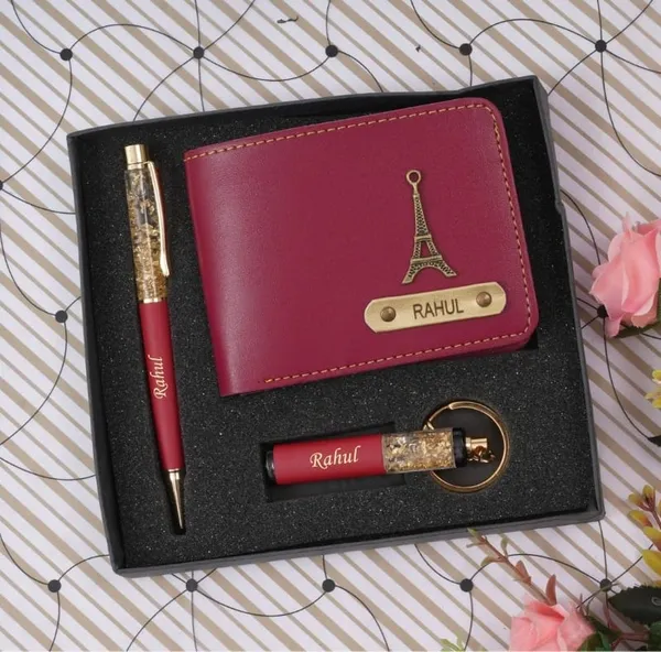 Personalized_Wallet_Gold_Flake_Pen_&_Gold_Flake_Keychain_Combo