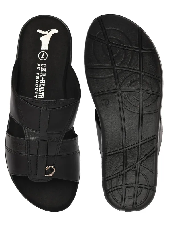 Mercy_Black_Formal_Leather_Sandals/Slippers_For_Mens_I_Office_Use_I_Dailywear_I_Slip-on_I_Cusion_insole_I_Ortho