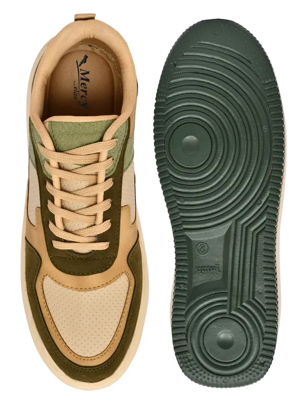 Beige_Green_Leather_Sneaker_For_Men