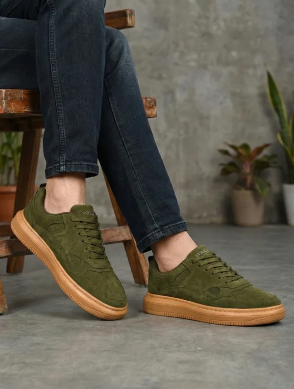 Army_Green_Leather_Sneaker_For_Men