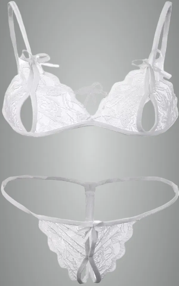 White_Net_Self_Design_Babydoll_Lingerie_For_Women