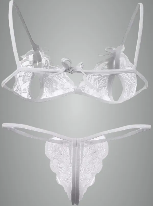 White_Net_Self_Design_Babydoll_Lingerie_For_Women