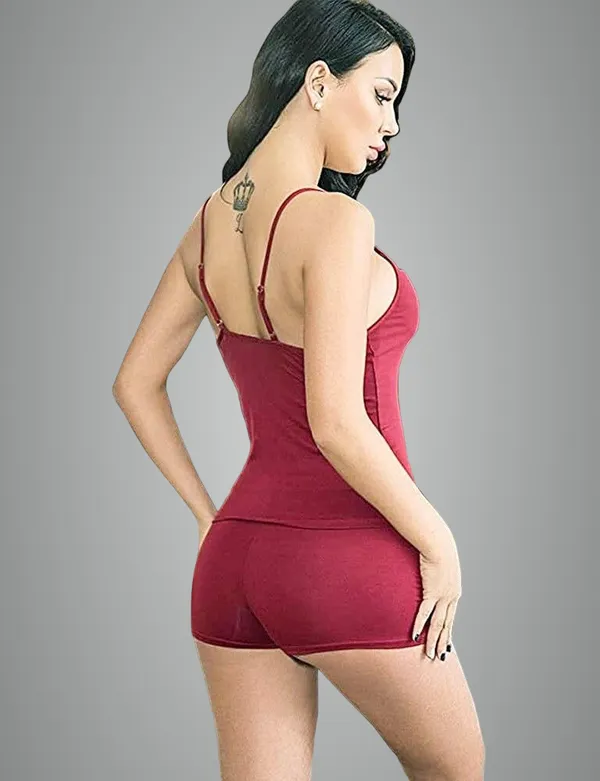 Maroon_Net_Satin_Blend_Viscose_Blend_Lycra_Blend_Self_Design_Babydoll_Lingerie_For_Women