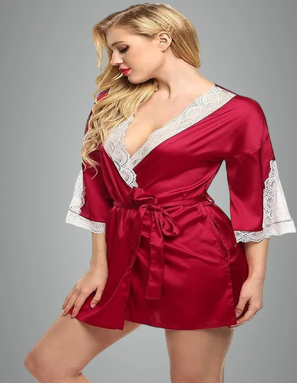 Maroon_Lace_Satin_Blend_Solid_Babydoll_Lingerie_For_Women