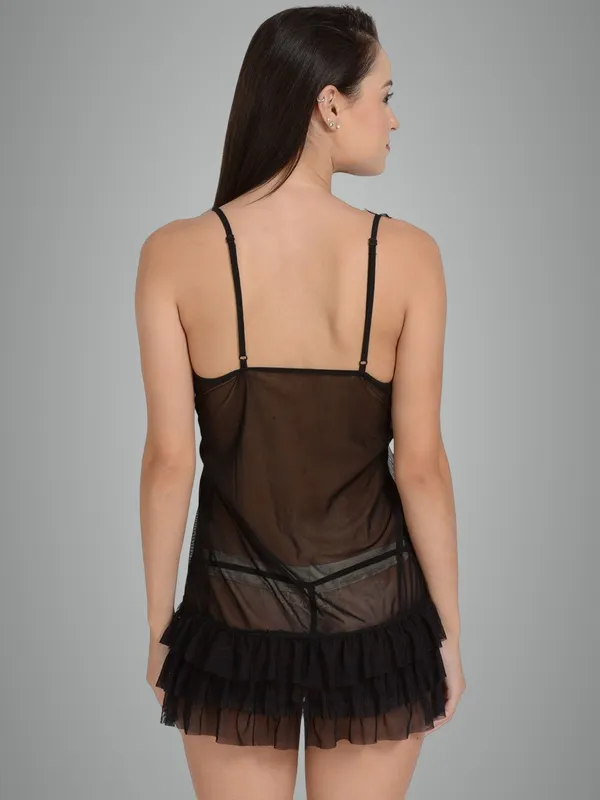 Black_Net_Lace_Embroidered_Babydoll_Lingerie_For_Women