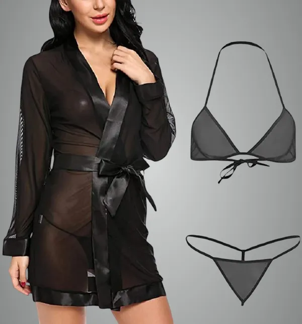 Black_Satin_Blend_Net_Solid_Babydoll_Lingerie_For_Women