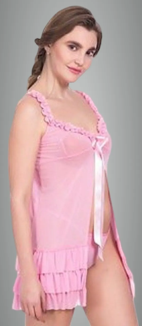 Pink_Net_Lace_Self_Design_Babydoll_Lingerie_For_Women