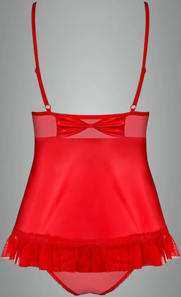 Red_Lace_Solid_Babydoll_Lingerie_For_Women