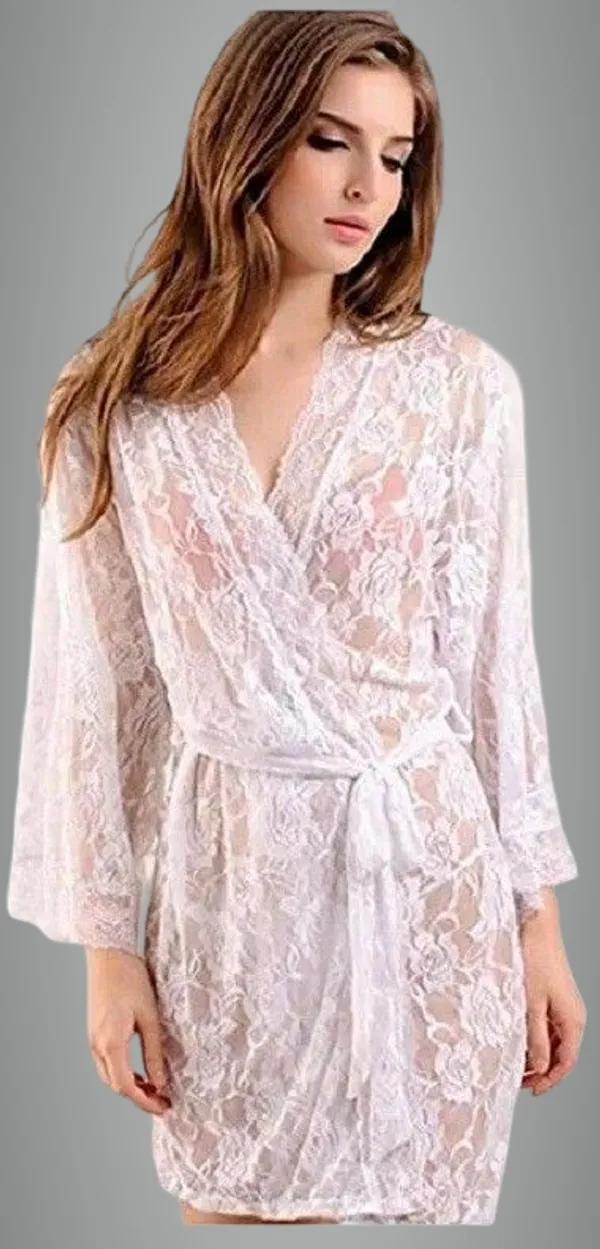 White_Lace_Net_Self_Design_Babydoll_Lingerie_For_Women